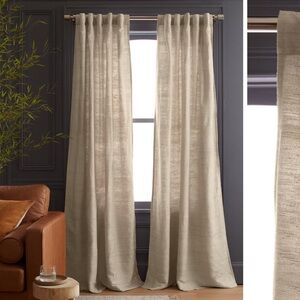NWT QUINCE Set Of 2 48x96 Raw Silk Curtains Sand 4748